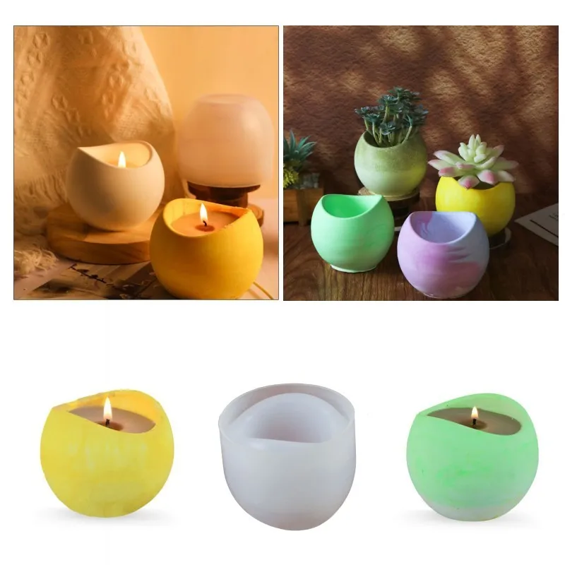 

Arc-shaped Candle Jar Silicone Mold Flower Pot Epoxy Resin Molds DIY Home Decoration Crafts Potted Vase Casting Tools