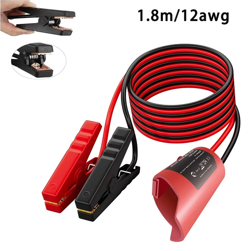 For Milwaukee M12 Portable Jump Start Cable Car Auxiliary Starter 12awg/1.8m Power Cord with Alligator Clips Emergency Tool Ki