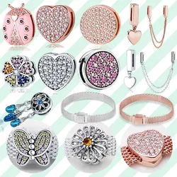Trendy 925 Sterling silver Timeless Sparkling Clip Charms Fit Original pandora's Reflexions Bracelet Making Fashion DIY Jewelry