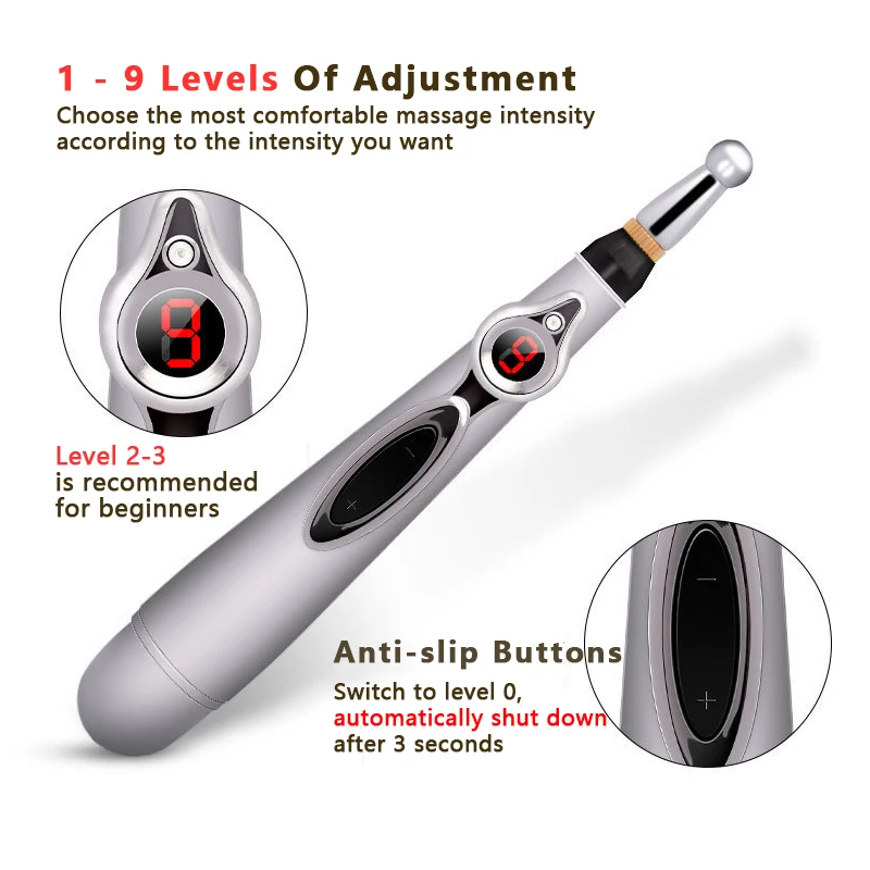 acupuntura, acupuntura electronica, Bolígrafo de Acupuntura eléctrico para aliviar el dolor de espalda, rodillo de masaje de cuello, energía de