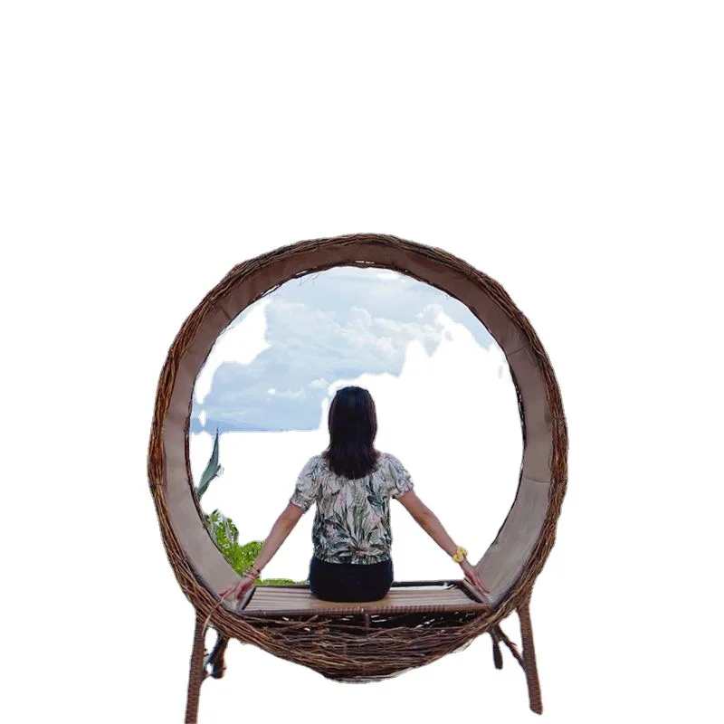 

Scenic spot photo chair floor bird's nest swing hanging park clock in chair seat photography mall outdoor decoration attractions