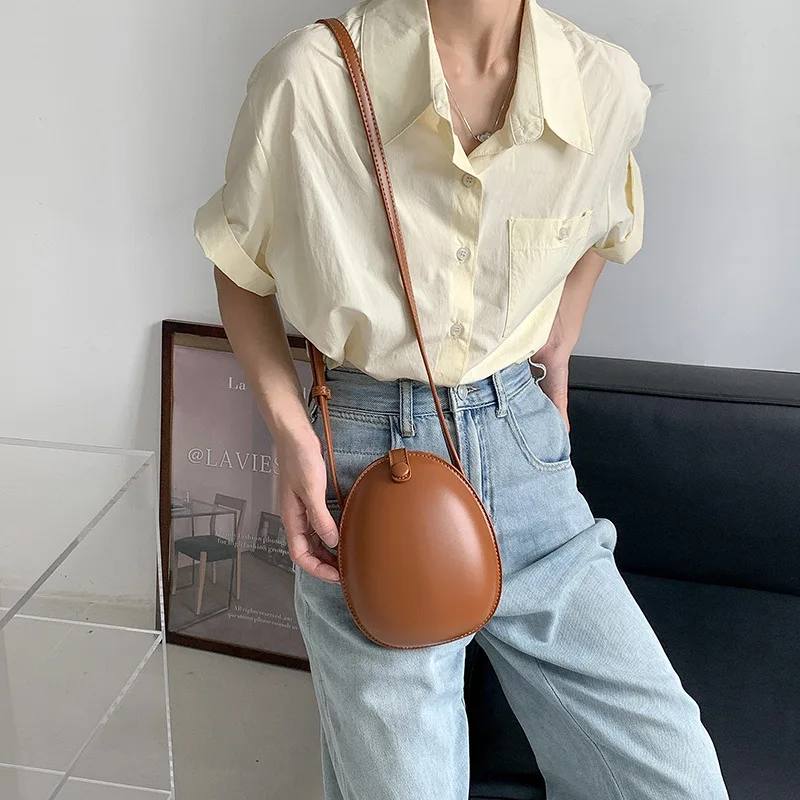 Egg Shape Bag 2023 Fashion New Women Shell Bag Retro Circular Ladies Handbag Designer Leather Bag Woman Handbag Crossbody Bag