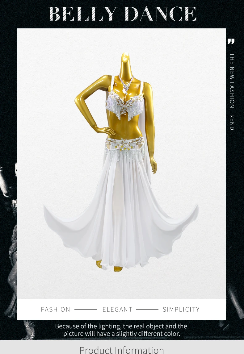 Bauchtanz-Anzug für Damen, Abendkorsett-Kleid, Übungskleidung, Bühnen-Bauchtanz, Arabische Caderines, Unterrichtskleidung, Tanzkleidung, Langer Rock – Detail 2
