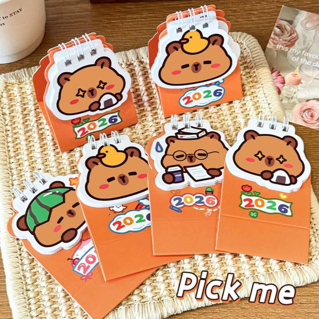 2026 Mini Capybara Desk Calendar Pocket Portable Daily Calendar Planner Desktop Decoration Office Stationery