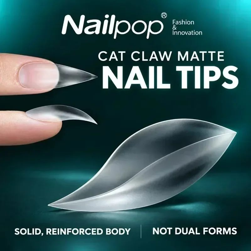 Nailpop Cat Claw Matte Nail Tips 15 Sizes Full Cover Clear Acrylic Press On Nails Pre Shaped Salon Halloween Style 160pcs