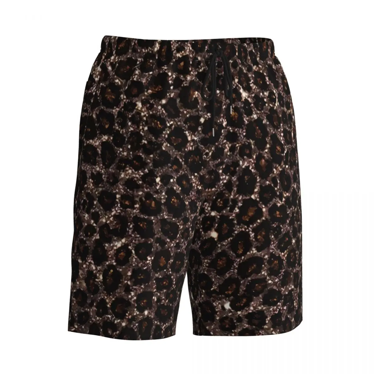 Summer Gym Shorts Men Retro Brown Leopard Running Surf Animal Board Short Pants Y2K Funny Quick Dry Beach Trunks Large Size