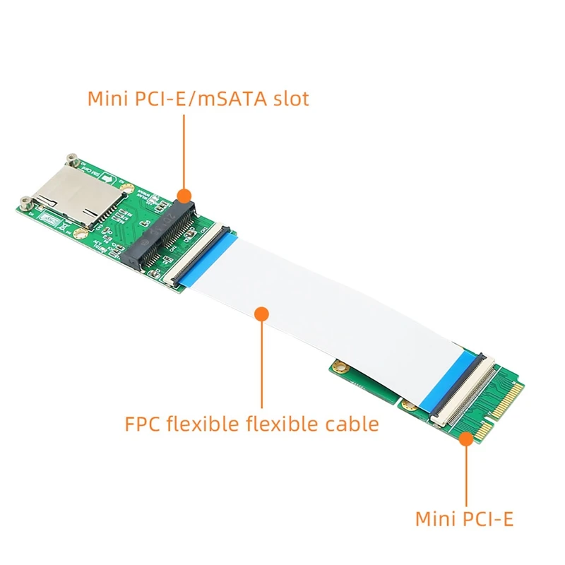 Mini cabo extensor flexível PCI-E MSATA com slot para cartão SIM para SSD MSATA de tamanho completo e meio tamanho (módulo Wifixwwanxwlan)