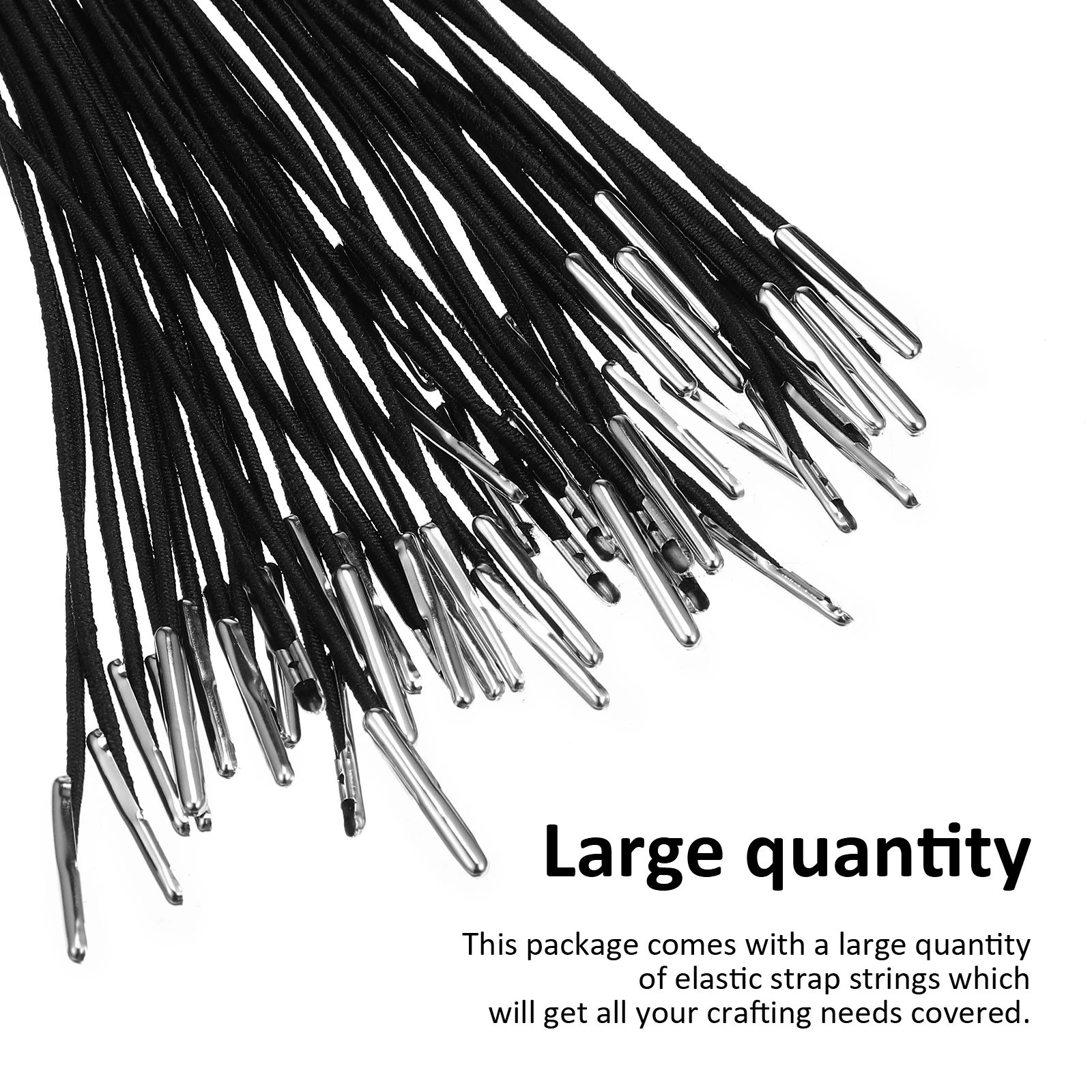

50 pcs Elastic Barbed Cords Highly Stretchable Durable Polyester Strings For Crafts Bundling Sewing Fixing Black Round Elastic