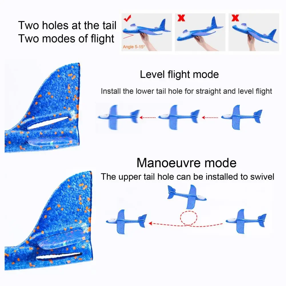 Big LED Flash Glider Foam Plane Hand Throw Light Inertial AirPlane EPP Outdoor Launch Fun of Kids Toys for Children Gift