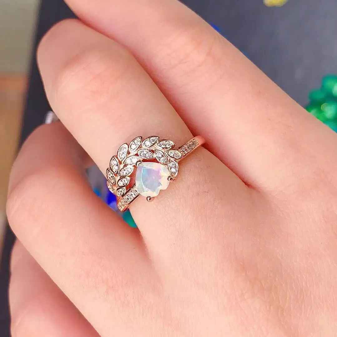 

KJJEAXCMY New style Jewelry Natural Women's Opal ring 925 silver inlay Colorful and splendid Crystal pure fire flash explosion