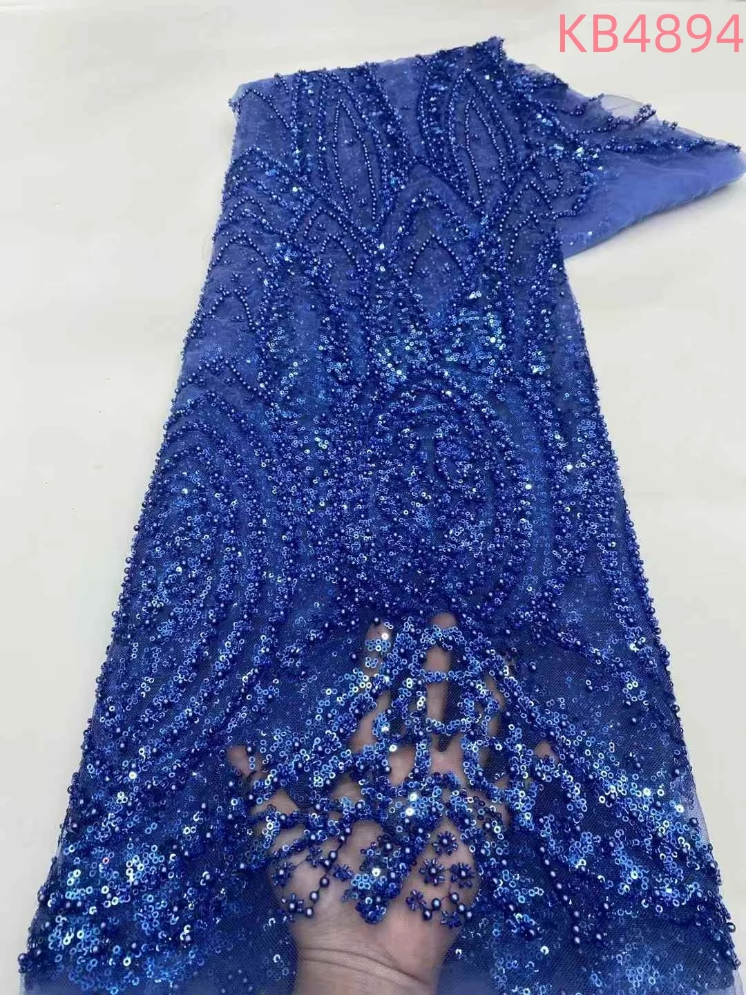 النسيج الأفريقي الدانتيل جودة عالية 2025 الأبيض الزفاف مطرز أقمشة الدانتيل الترتر تول أقمشة الدانتيل لفستان حفل الزفاف KB4894