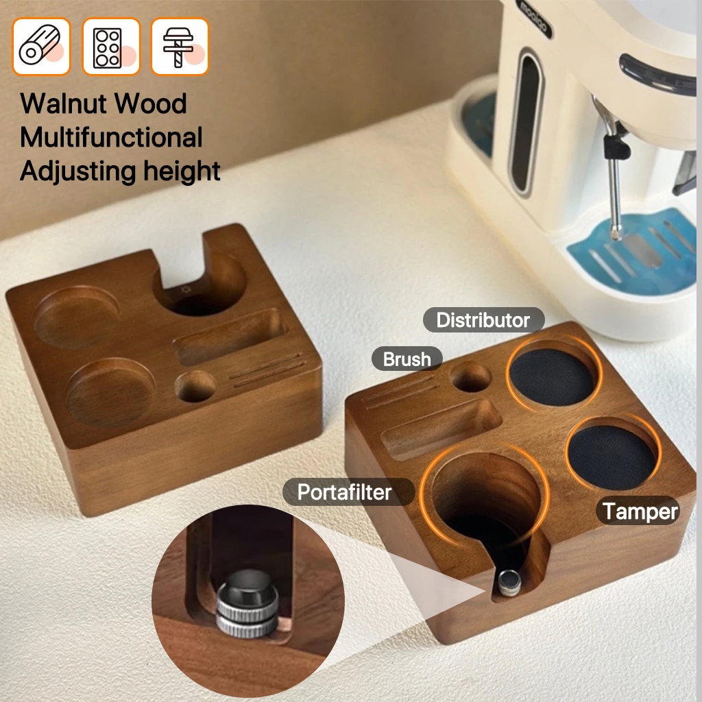 Coffee Portafilter Holder 58mm Wooden Coffee Tamper Stand Espresso Coffee Maker Support Base Rack Coffee Accessories for Barista