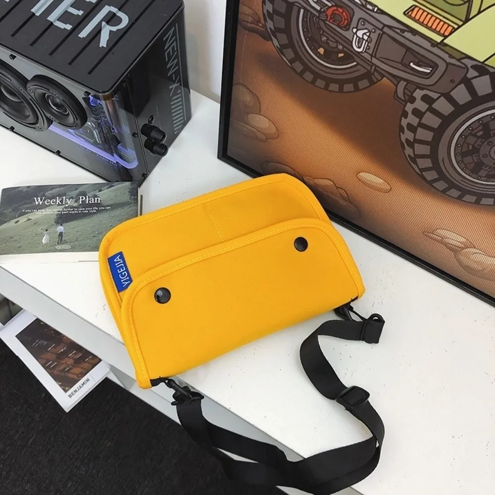 

Multiple Pockets Square Message Bag Korean Style Solid Color Nylon Crossbody Bag Large Capacity With Pendant Men Shoulder Bag