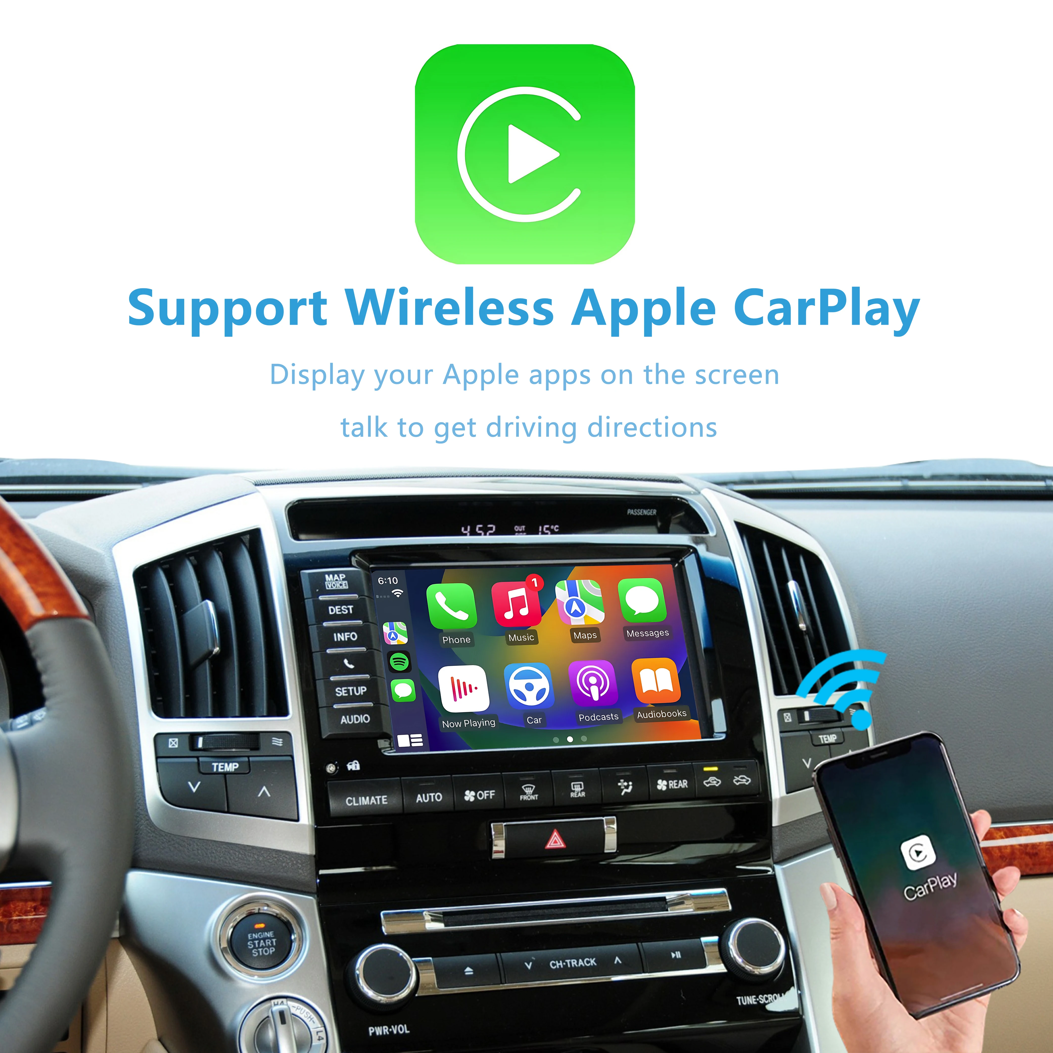 Apple CarPlay for TOYOTA Land Cruiser 2013-2015 Add Wireless Android Auto Plug&Play Reverse Camera Interfacet