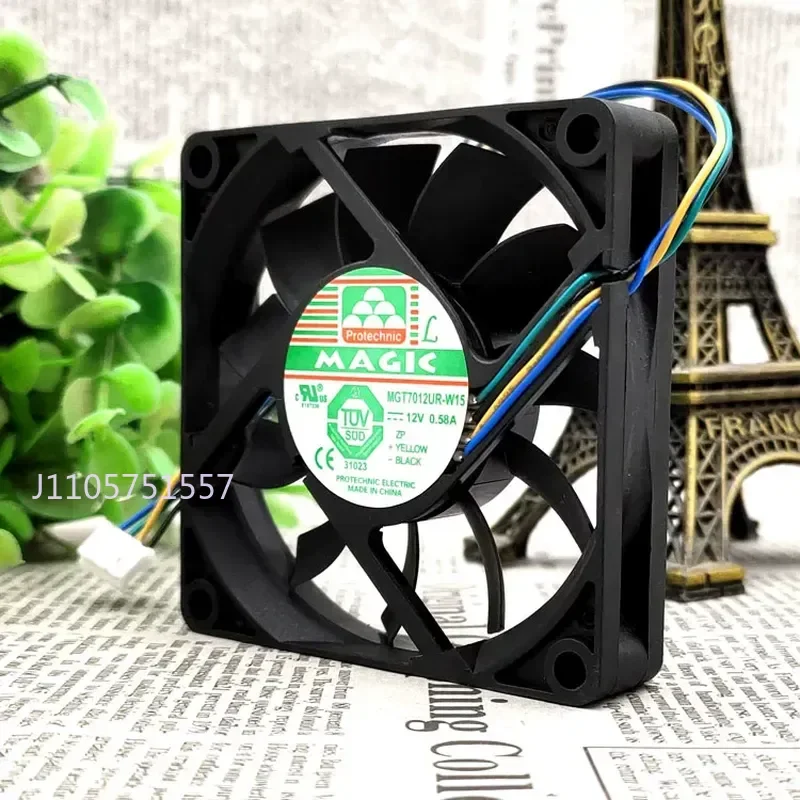 for MAGIC MGT7012UR-W15 12V 7015 0.58A PWM CPU Fan 7cm High Airflow Chassis Cooling Fan