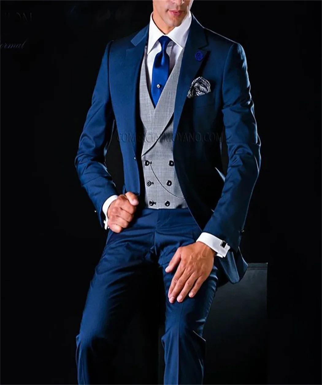 3 Piece Men Suits for Wedding Tuxedo Notched Lapel Custom Male Jacket with Pants Vest New Fashion Clothes