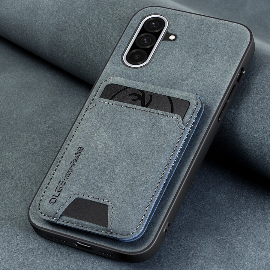 Leder-Kartenhalter-Hülle für Samsung Galaxy S22 S23 S24 S25 S26 Ultra Plus A07 A17 A27 A37 A57 A56 A36 Integrierte Brieftaschen-Schutzhülle