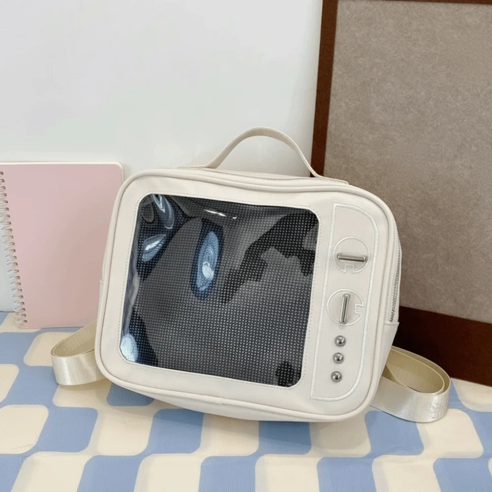 

PU TV Model Backpack Large Capacity Lightweight Transparent Layer Ita Bag Display Layer Ulzzang Shoulder Bag Collection Display