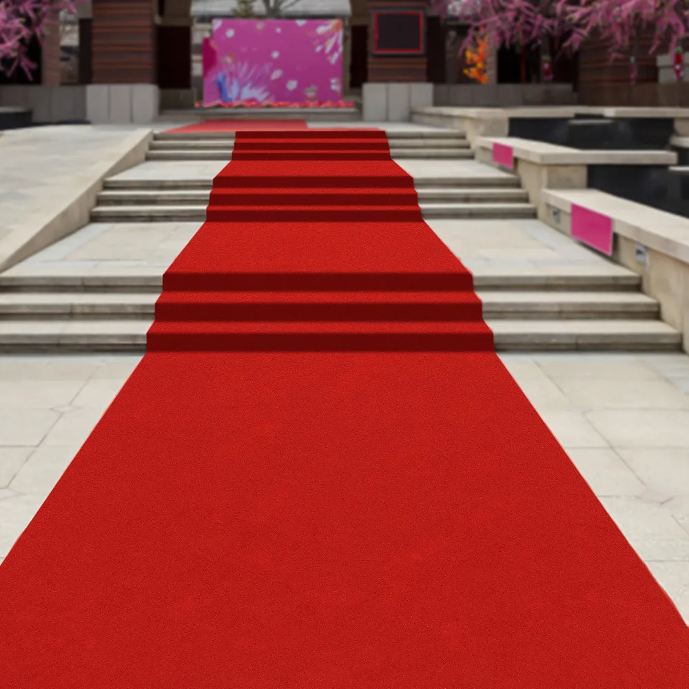 Bymaocar 33*3ft Red Carpet Runner for Party 360gsm Thick Polyester Fiber Aisle Runner Non-slip Runway Rug for Wedding Ceremony