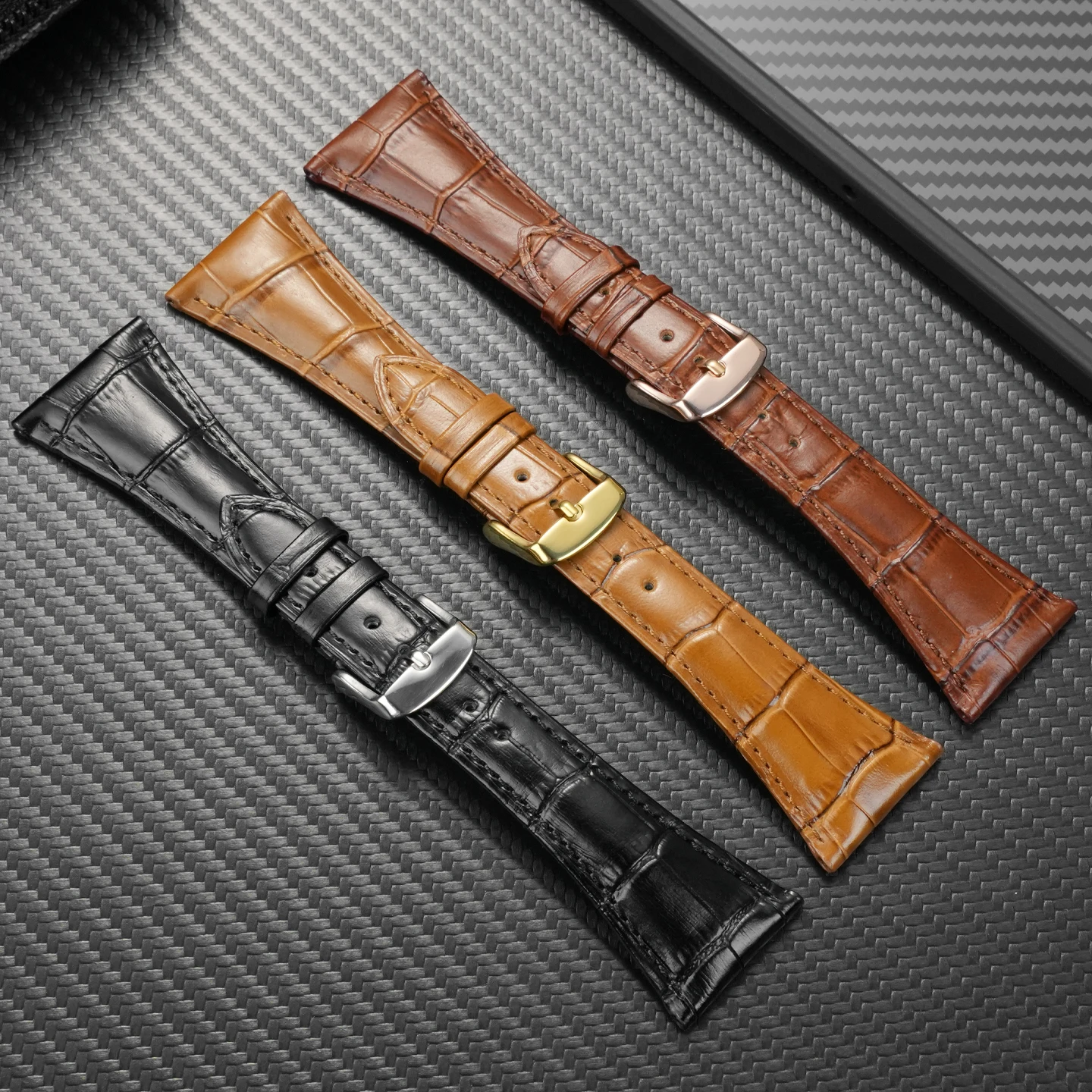 26mm 28mm Genuine Cowhide Leather Watch Band for BVLGARI