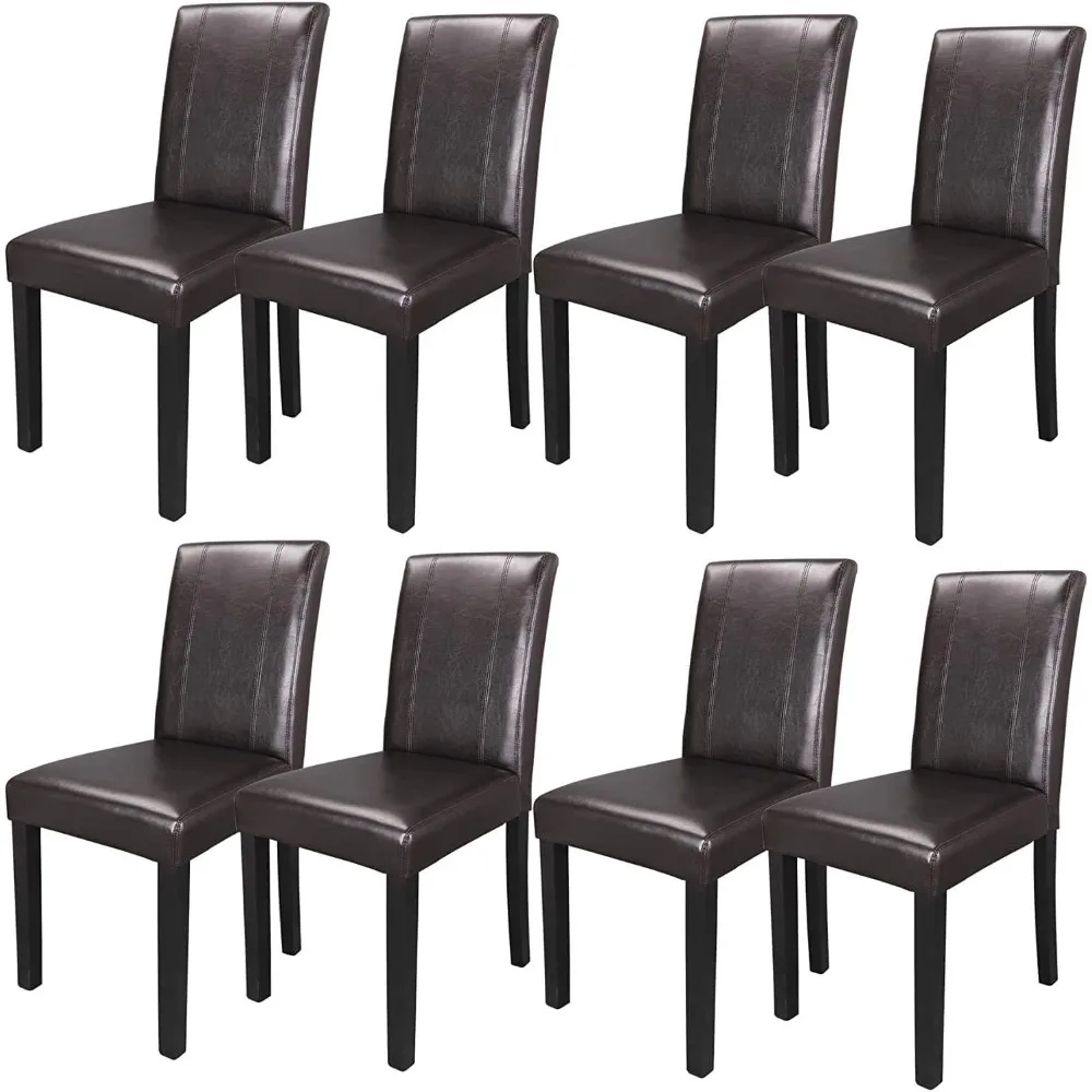 

Dining Chair Set of 8, PU Leather Chairs Modern Diner Chairs Armless Side Chair with Solid Wood Legs for Home Kitchen