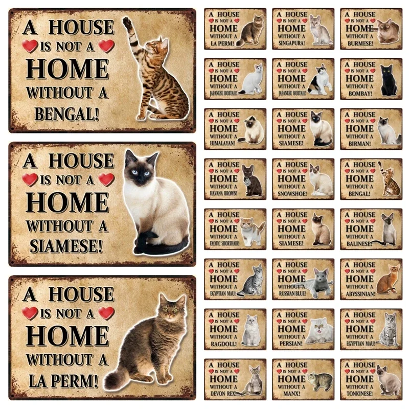 [Kelly66] mascotas gato Bombay Siamés birmano birmano Abyssinian letrero de Metal decoración del hogar Bar cuadro artístico de pared 20*30 CM tamaño Dy147