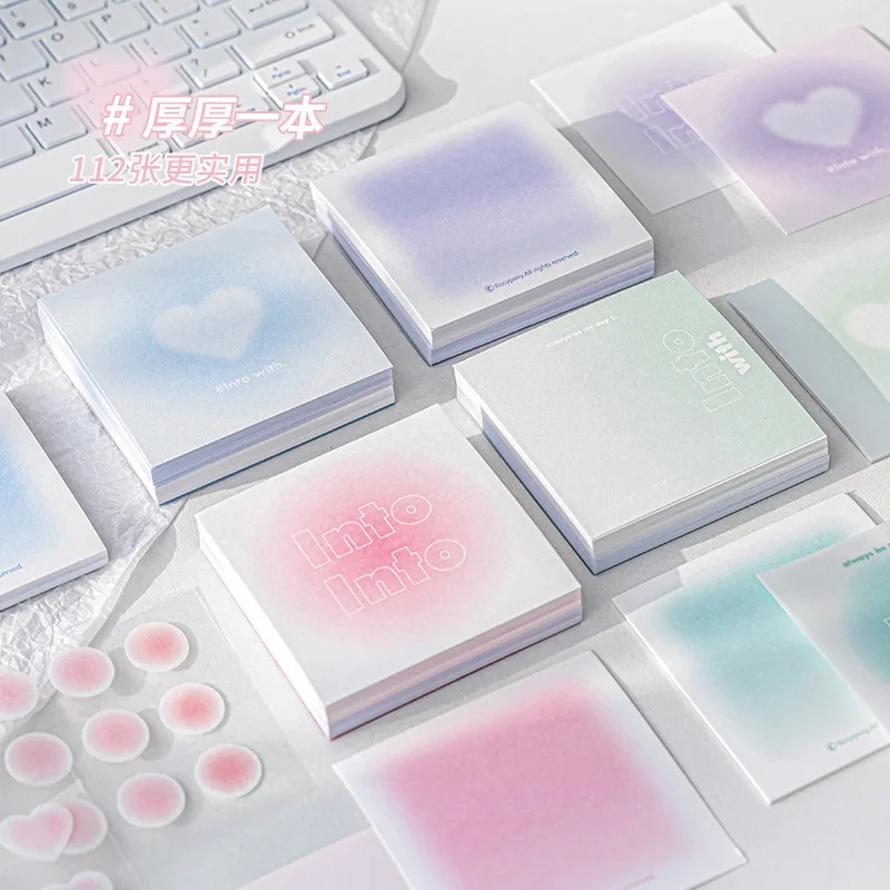 Instagram Gradient Sulfuric Acid Paper Box with 4 Multi-functional Notebooks Material Paper Office Accessories Sticky Notes