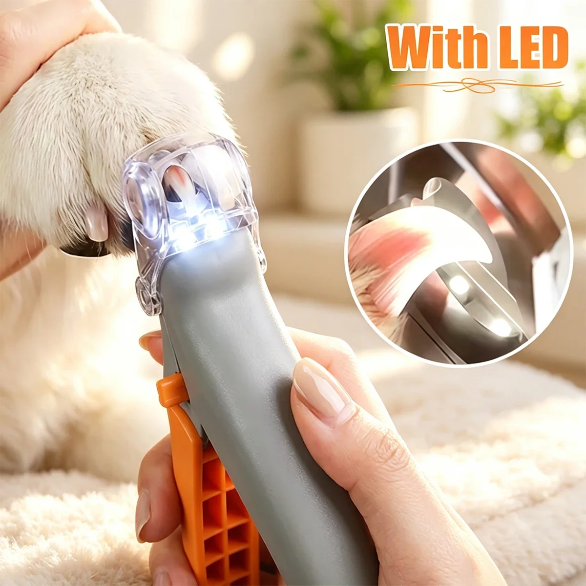 Pet Nail Clipper with LED Light & 5X Magnification, Dog & Cat Claw Trimmer, Pet Grooming Tool for Easy Pet Nail Care