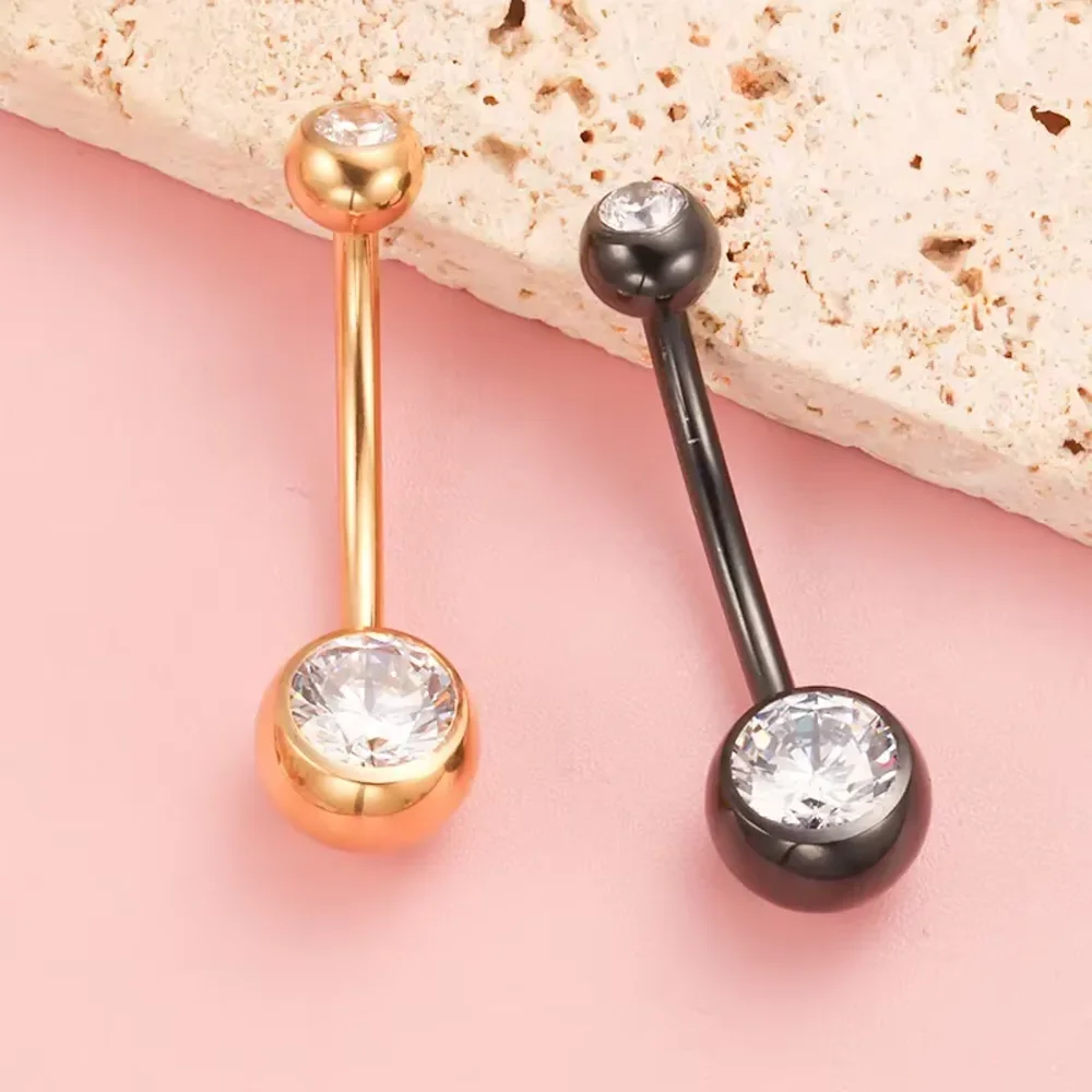 ASTM F136 Titanlegierung Implantatqualität Zirkonia Kugel Bauchnabel Ohrstecker Modischer und sexy 14G Bauchpiercing Körperschmuck – Detail 5