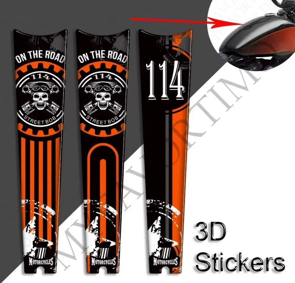 

For Harley Davidson Street Bob 114 Stickers Decals adhesive Protector Knee Side Grips Gas Fuel Oil Kit Tank Pad