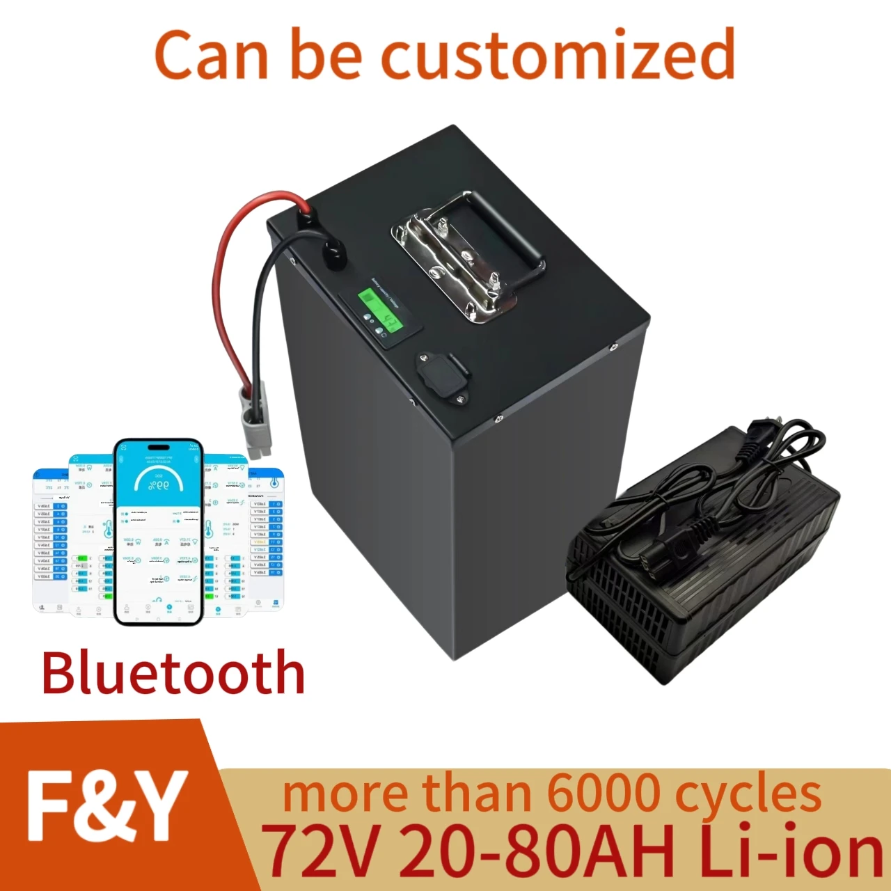 

F&Y 100Ah 60V 60Ah 80Ah 30Ah 60V 40Ah 150Ah 120Ah lifepo4 Lithium battery with Bluetooth APP BMS for Scooter boat