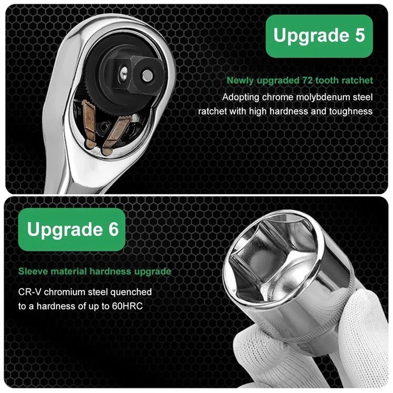 

ABRE-Socket Sleeve Wrench Set Car Repair Tool Hand Tools 3/8 Auto Repair Spanner Tools