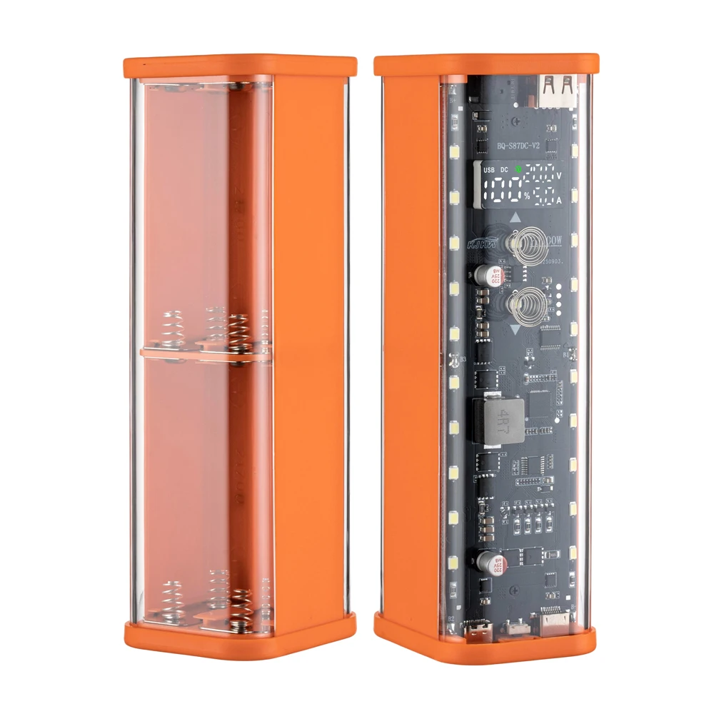 PD 100W Super-Schnell-Ladegerät Powerbank-Kit, lötfrei, 8-Zellen 21700 Batteriehalter, DIY-Ladegerät, transparente Hülle – Detail 15
