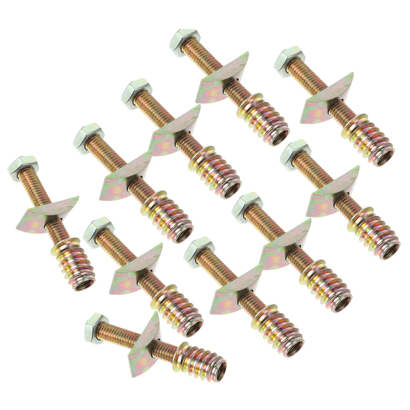 10Pcs Bed Frame Connector Kit 4-in-1 Metal Hardware Set M8x60 Bolts Nuts Half Moon Washers for Wooden Metal Bed Assembly Repair