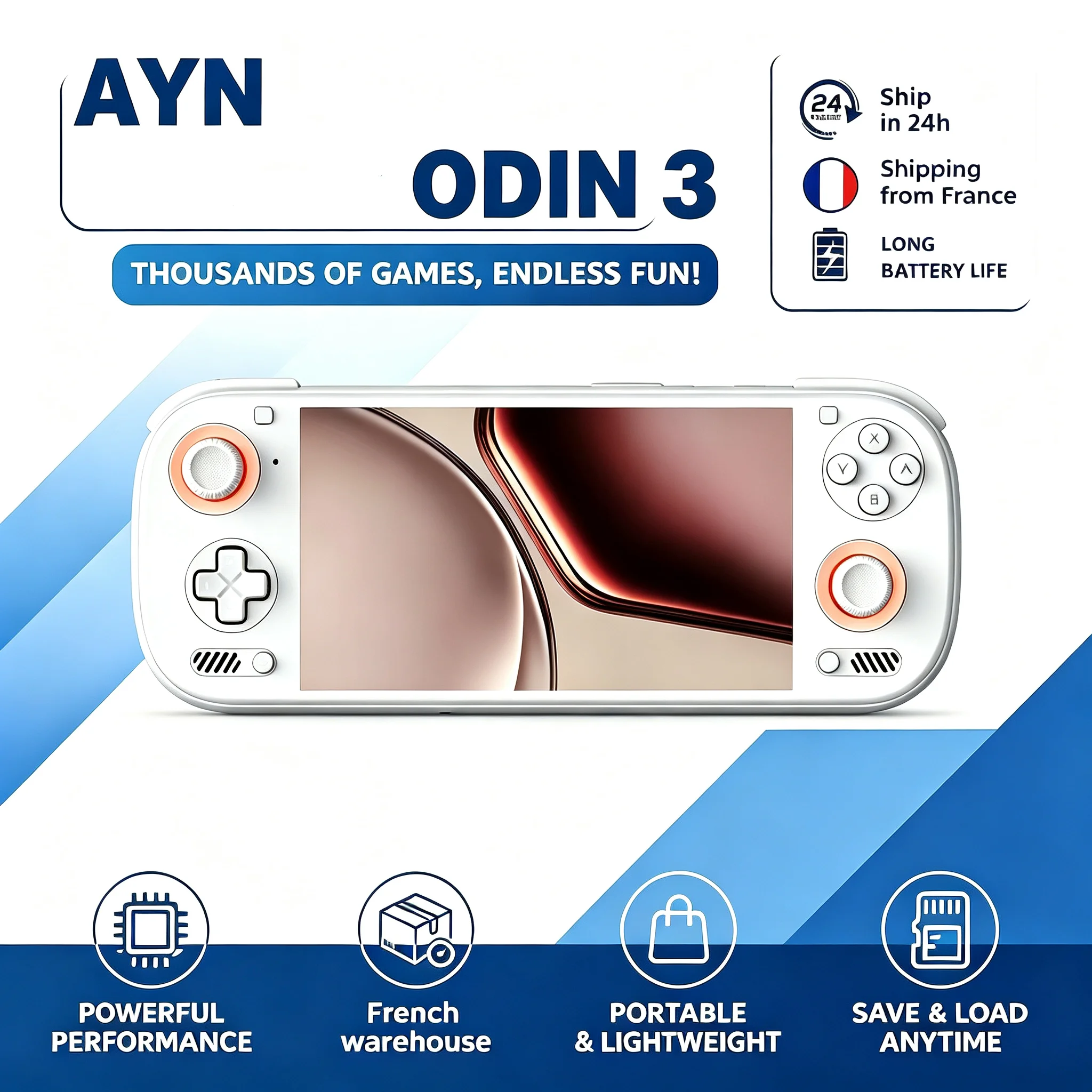 Console di Gioco Portatile AYN con Schermo AMOLED da 6" 120Hz, Uscita DP 4K, Android, Batteria da 8000mAh, Lettore di Giochi Portatile Android 15
