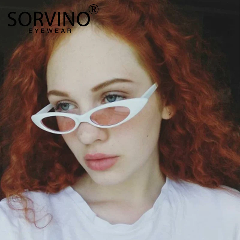 SORVINO 90s Vintage Lady Small Cat Eye Sunglasses 2025 Women Brand Designer Tiny Cateye Sun Glasses Pink Red Yellow Shades SN137