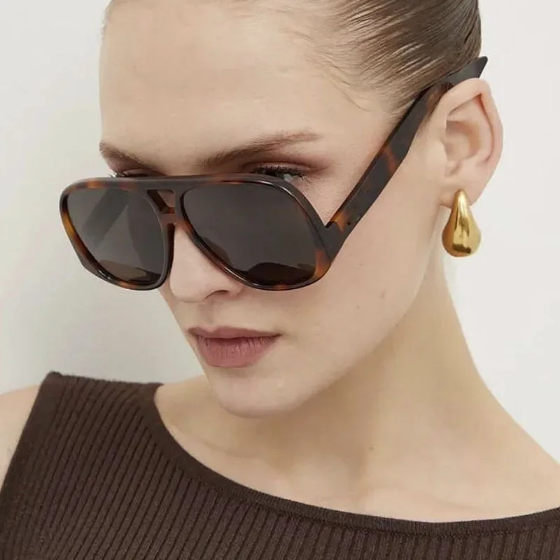 

Vintage Large Frame Sunglasses For Men And Women Designer Brand Leopard Print Sunglasses Outdoor Driving Goggles UV400