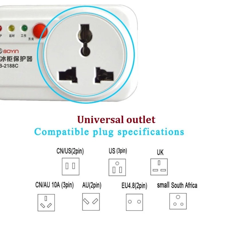 Imagem -05 - Interruptor de Tensão Automático Refrigerador Transformador Protetor Retardado Power-on Tensão au ue Eua Reino Unido Tomada de Proteção de Plugue