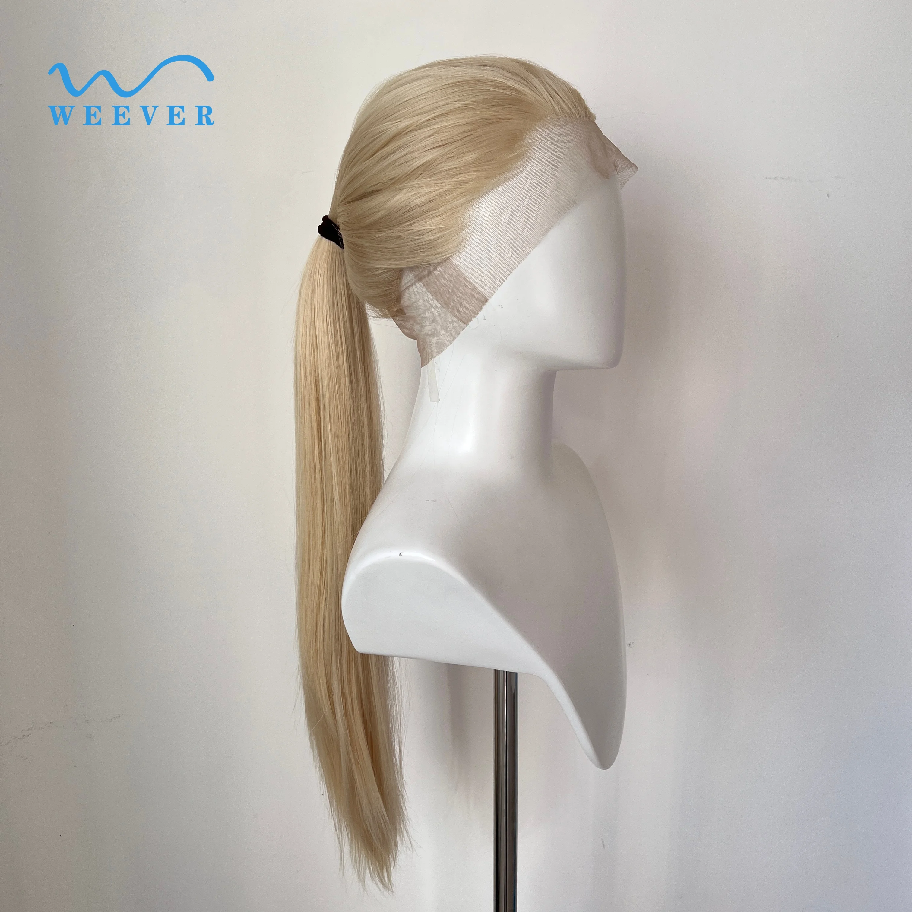 Blonde Vollspitzenperücke für Frauen Hochwertige Hitzebeständige 26 Zoll Lange Glatte Cosplay Synthetische Spitzenperücke Weihnachtsparty-Perücken
