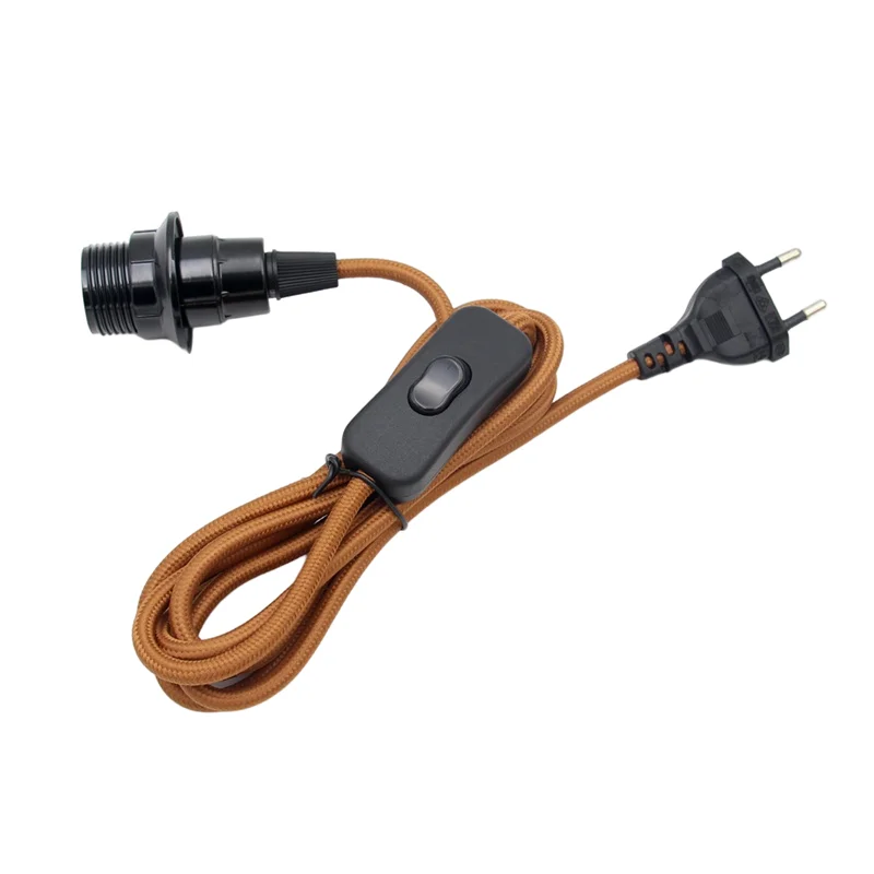 AC 220V European Plug Power Cords Fabric Braided Cable With Switch E14 Screw Bulb Lamp Holder for DIY Hanging Light Table Lamp