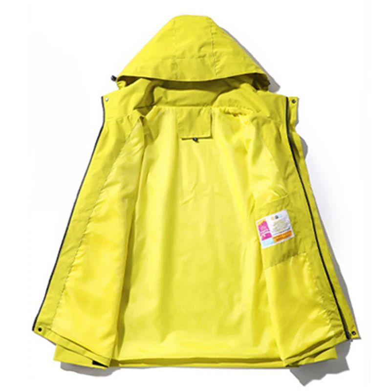 Men\'s Autumn Waterproof Hiking Climbing Jacket Unisex Windbreaker Outdoor Casual Camping Fishing Coat Detachable Hat Jacket Man