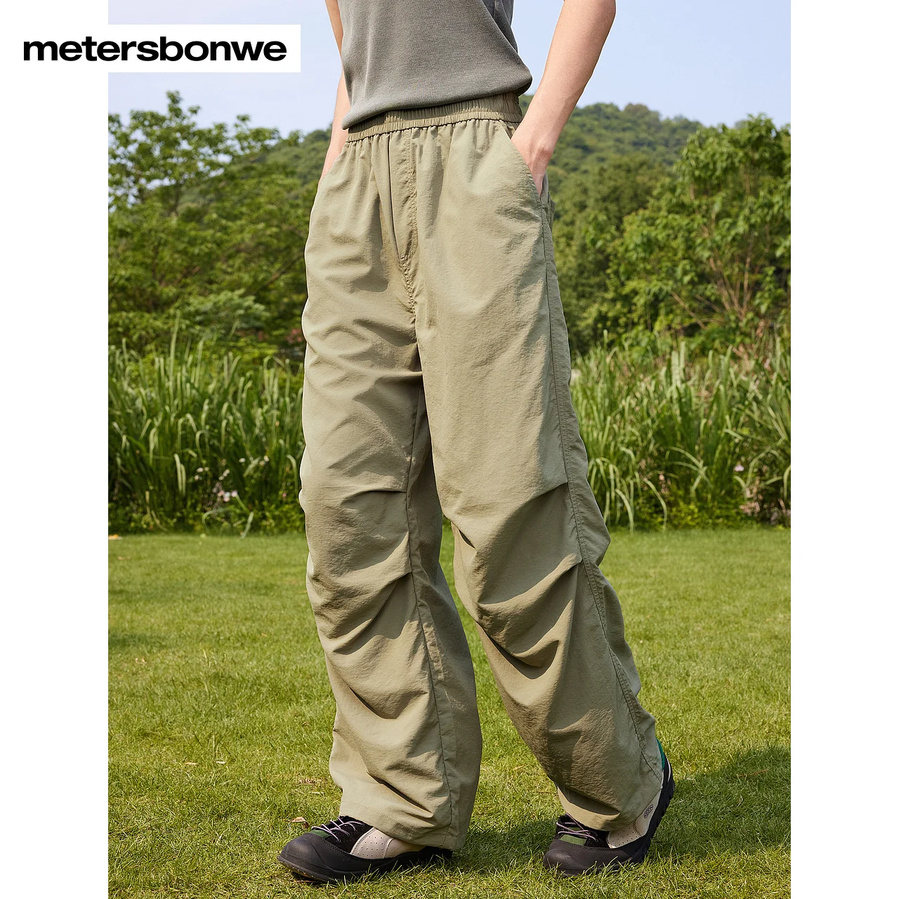 Metersbonwe-Men\'s Trousers Straight Leg  High Waist Drawstring Waterproof Loose Cargo Basic Casual High Quality Summer