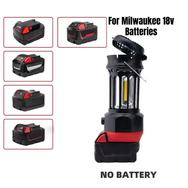 Battery LED Work Light For Milwaukee 18V Battery Portable Camping Lamp W/FAN(Not include battery)