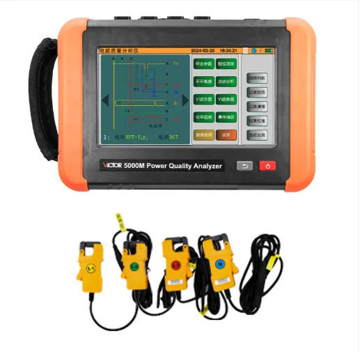 VICTOR Power Quality Analyzer 7inch Touch Color Screen Display Energy Montor 4Channels 40Hz~70Hz USB TRMS Electric Power Tester