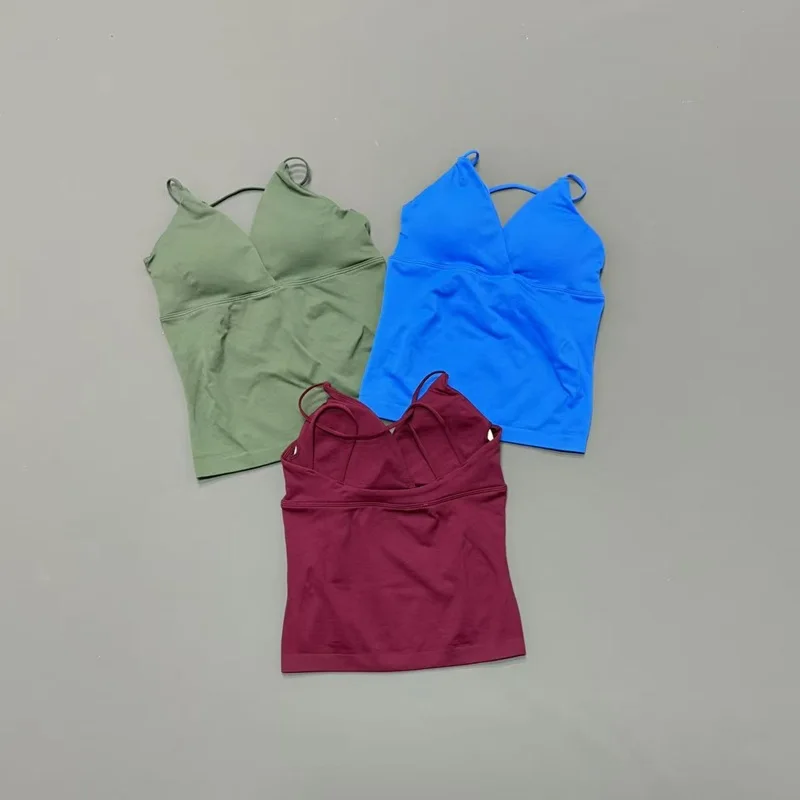 Sports Tank Women Halter V Neck Soft Smooth Slim Fit High Elastic Quick Dry Breathable Gym Running Fitness Training Active Vest