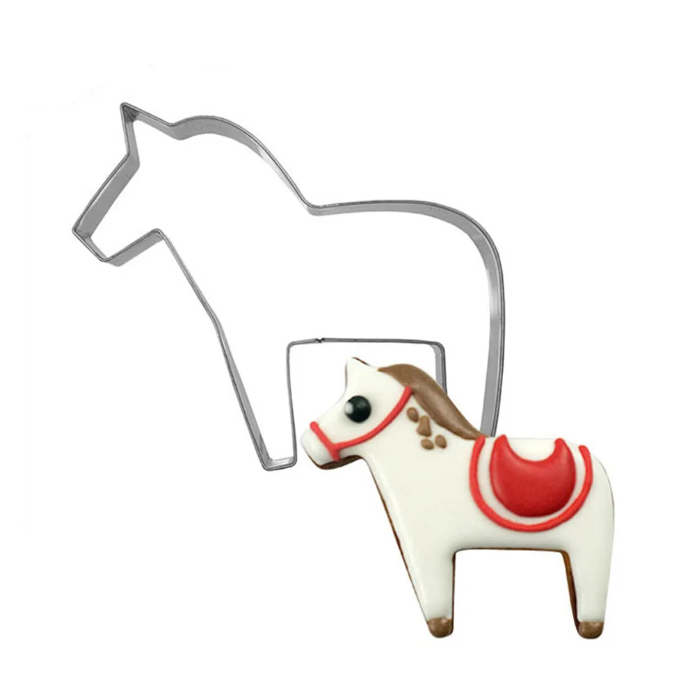 4pcs Horse Mold Stainless Steel Horse Shape Biscuit Mould Set Cookie Cutters Baking Tools Fruit Vegetable Cutting Kitchen Diy