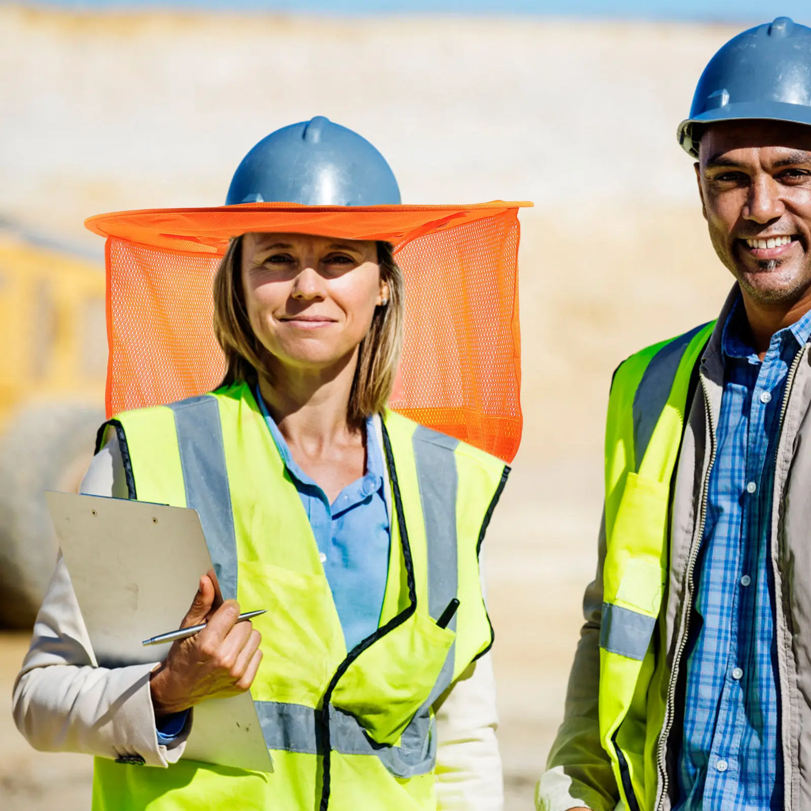 Full Brim Hard Hat Shade Neck Protector Reflective Band Safety Sun Visor Outdoor Work Neck Shield Construction