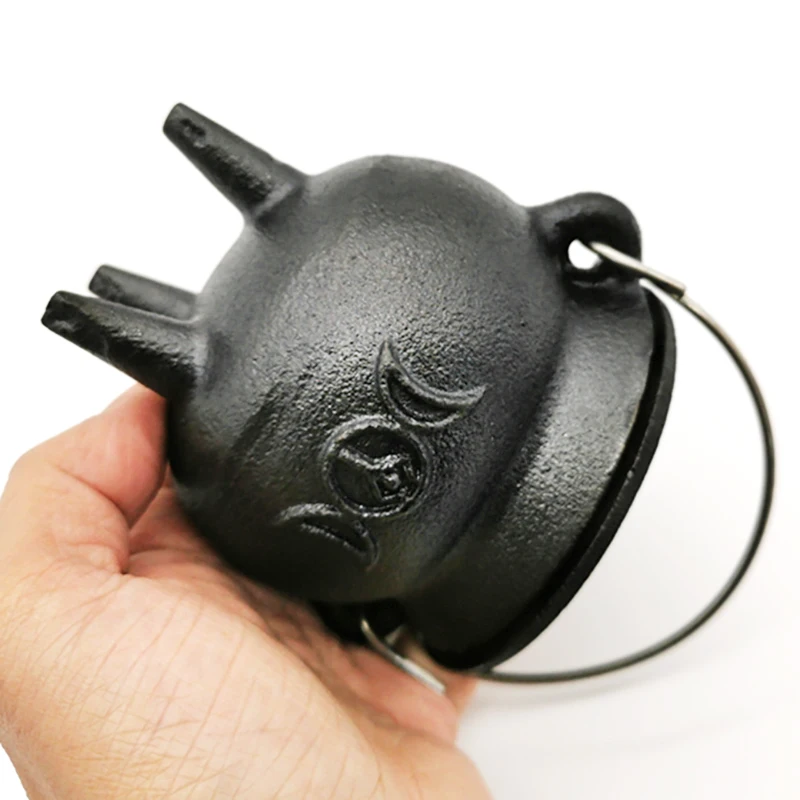 

Discount 1Pcs Iron Cauldron With Lid Handle Moon Phase Witch Pot Incense Burning Pot For Spells Smudging Ritual Blessings