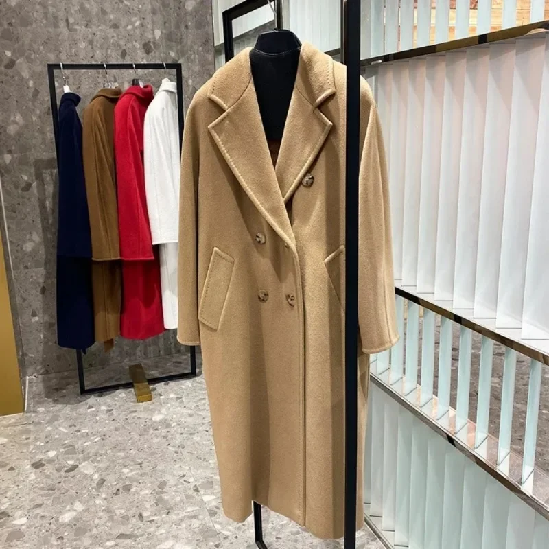 

2024 high level Women's Coat Double-sided 10% Cashmere 90% Wool Women's Long Coat Jacket Winter New Cashmere Coat Women Trench