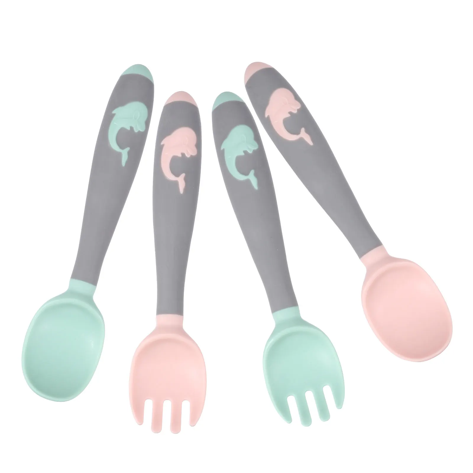 

2Sets Infant Training Tableware Spoon Fork Set Safe Bpa-Free PP Material Ergonomic Feeding Tools for Newborn Toddler